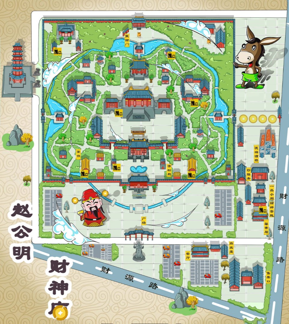 九江寺庙类手绘地图